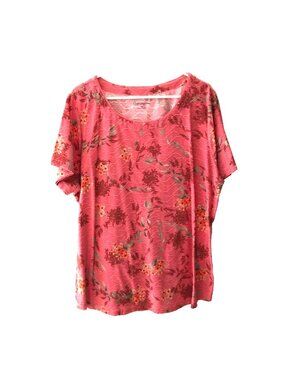 Croft & Barrow Boat Neck Flower Design Pullover Top Textures Short Sleeve Sz 2X